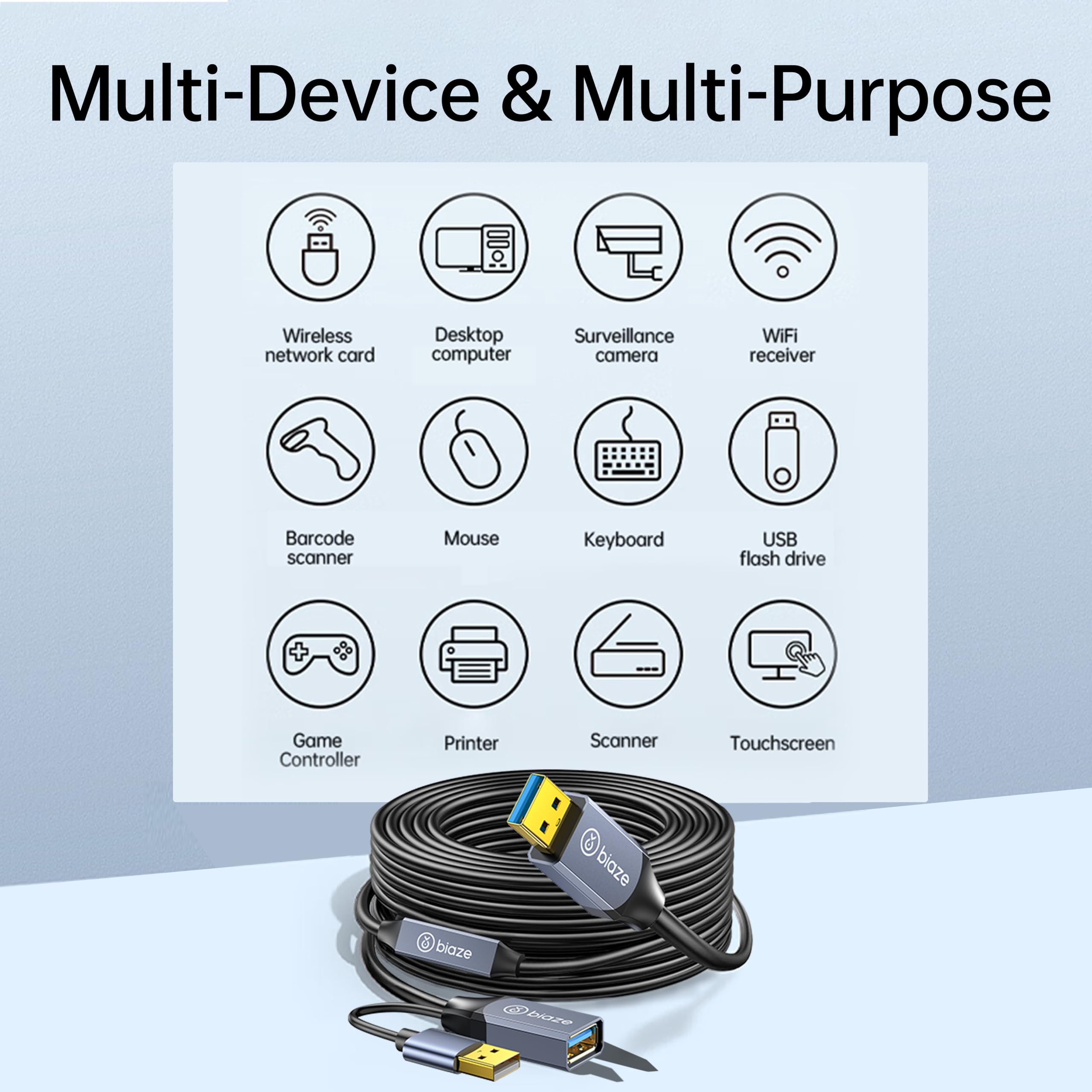 Cable de extensión USB (cable de extensión, 30 pies)