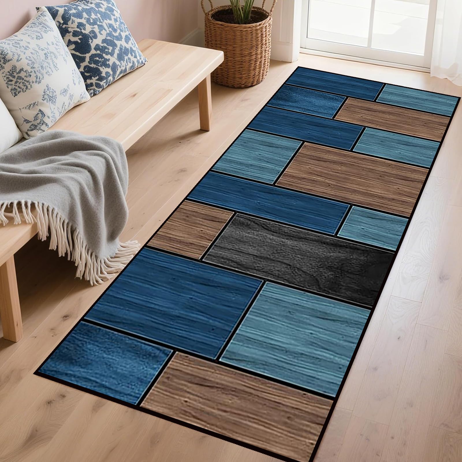 Tapis de cuisine 75x140 cm antidérapant et lavable au design abstrait moderne
