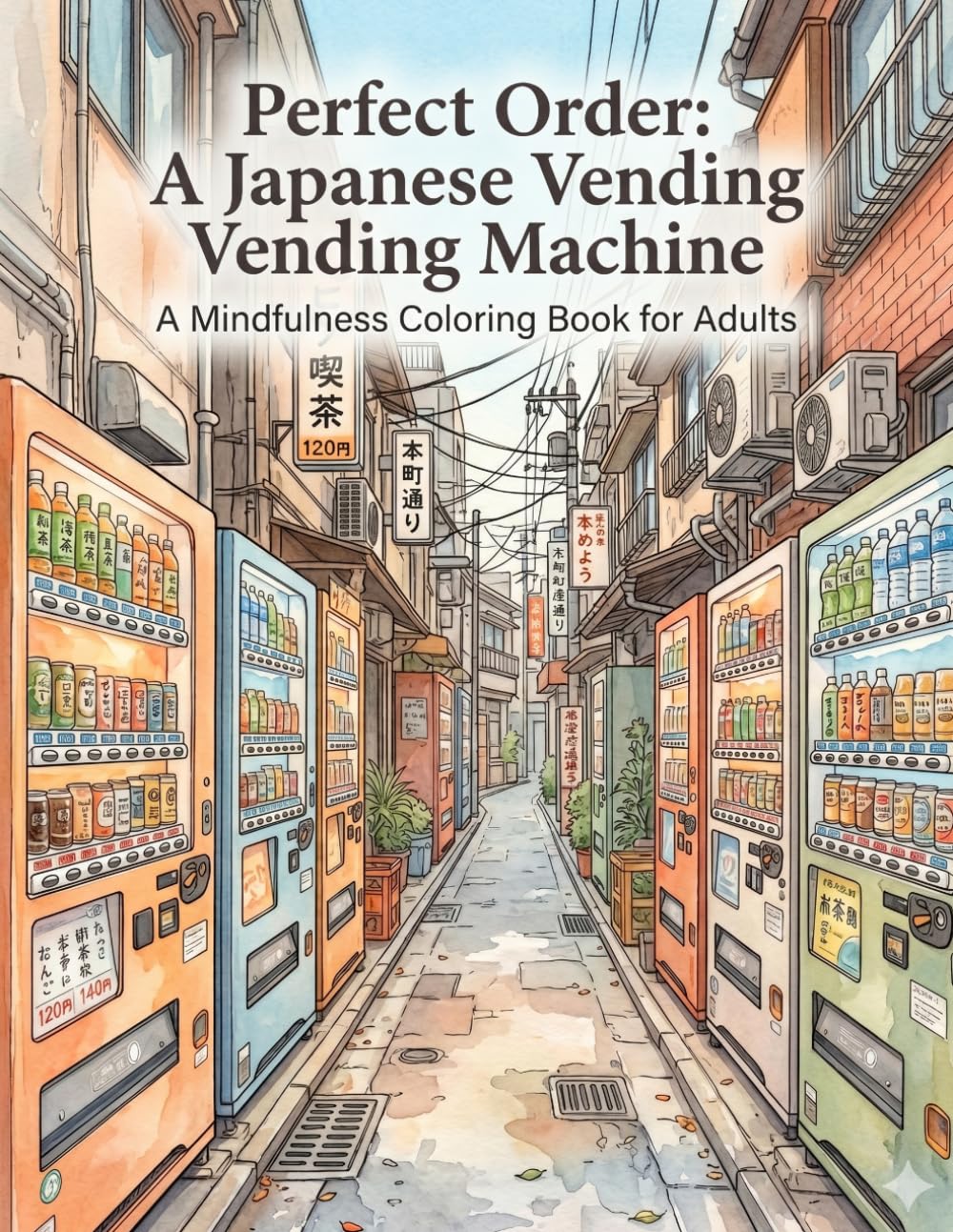 Perfect Order: Japanese Vending Machine Coloring Book for Adults: Mindfulness, Stress Relief, and Intricate Urban Japan Alley Patterns