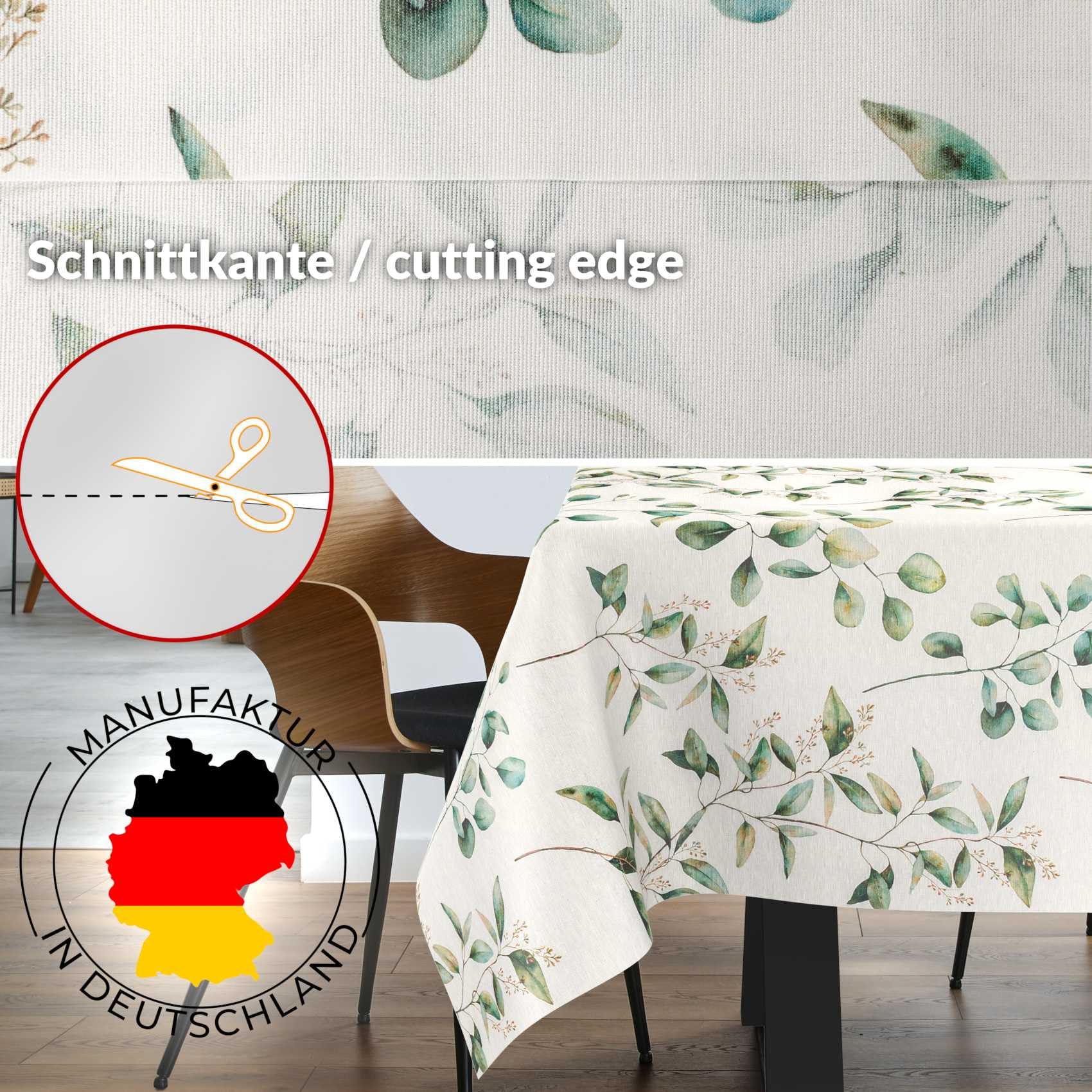 Tablecloth 200 x 140 cm Cotton Polyester Fabric Washable Easy Care Round Oval Rectangular Botanical Design Cut Edge - Image 3