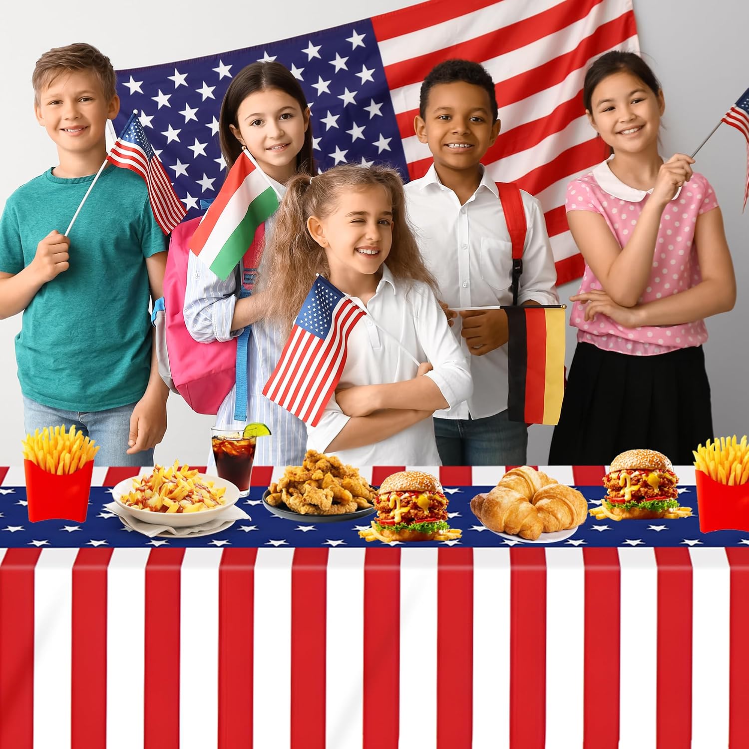 4 Pack 4th of July Tablecloth - Red White and Blue Patriotic Plastic Tablecloth Disposable Table Cover for Independence Day Memorial Day 250th Anniversary 4th of July Decorations, 54x108 Inch