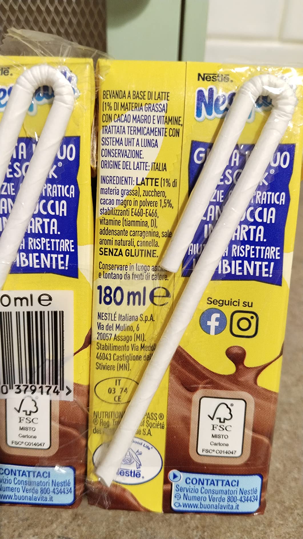 Nesquik Pronto Da Bere Latte E Cacao Confezione Da 24 Brick Da 180ml 