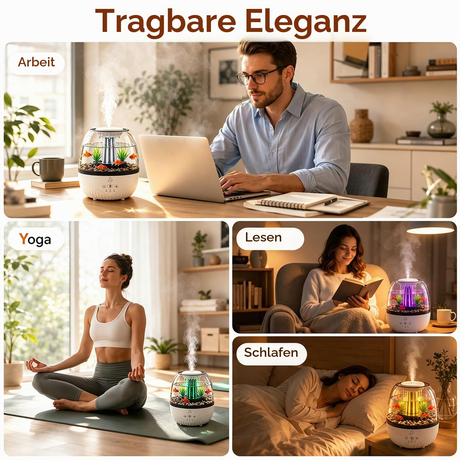 3 in 1 Regentropfen Luftbefeuchter, 350ML Aromatherapie Diffuser mit Mikrolandschaften, 7 Farben LED, 2 Timer Einstellung, Aroma Diffuser für Ätherische Öle für Zuhause Büro Schlafzimmer