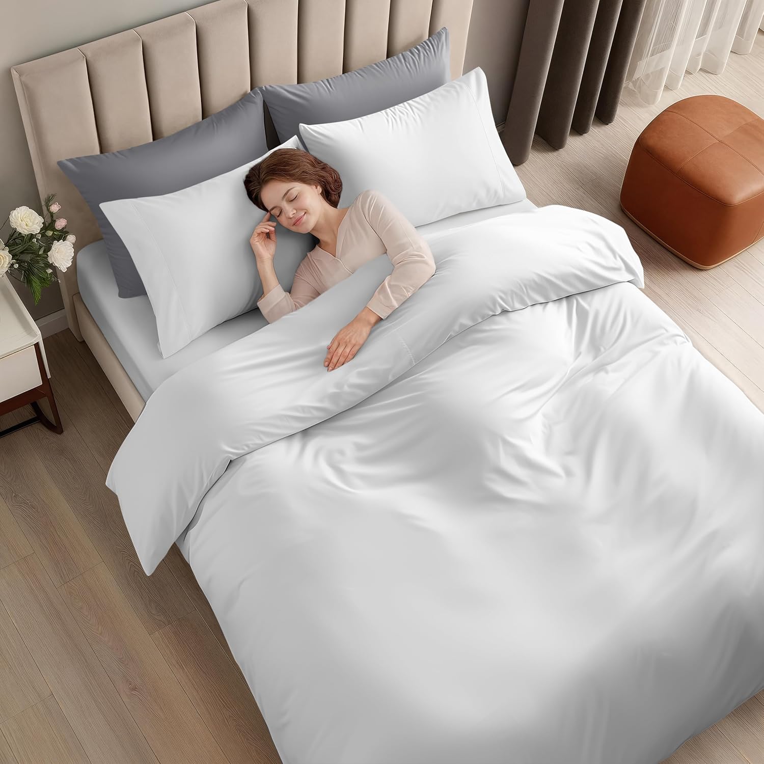 Utopia Bedding Duvet Cover Full with Fitted Sheet (54x75) - 2 Pillow Case (20x30) - All Season Luxury Bed in a Bag with Zippered Duvet Cover - No Comforter (White)