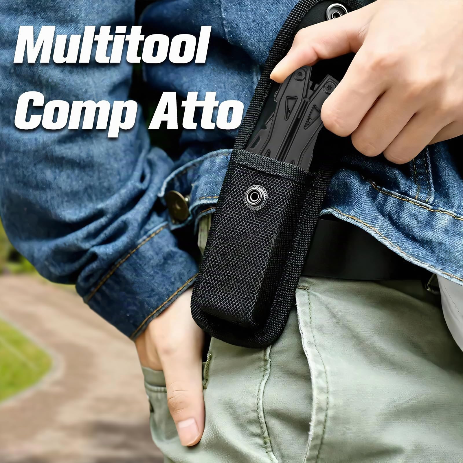 Multper Regalo Uomo, 26-in-1 EDC Multitool, Pinza Multiuso con Coltellino, Pinze Ad Ago, Tronchesino, Set di Cacciaviti e Altro, Attrezzatura di Sopravvivenza e Campeggio, Acciaio Inossidabile, Nero