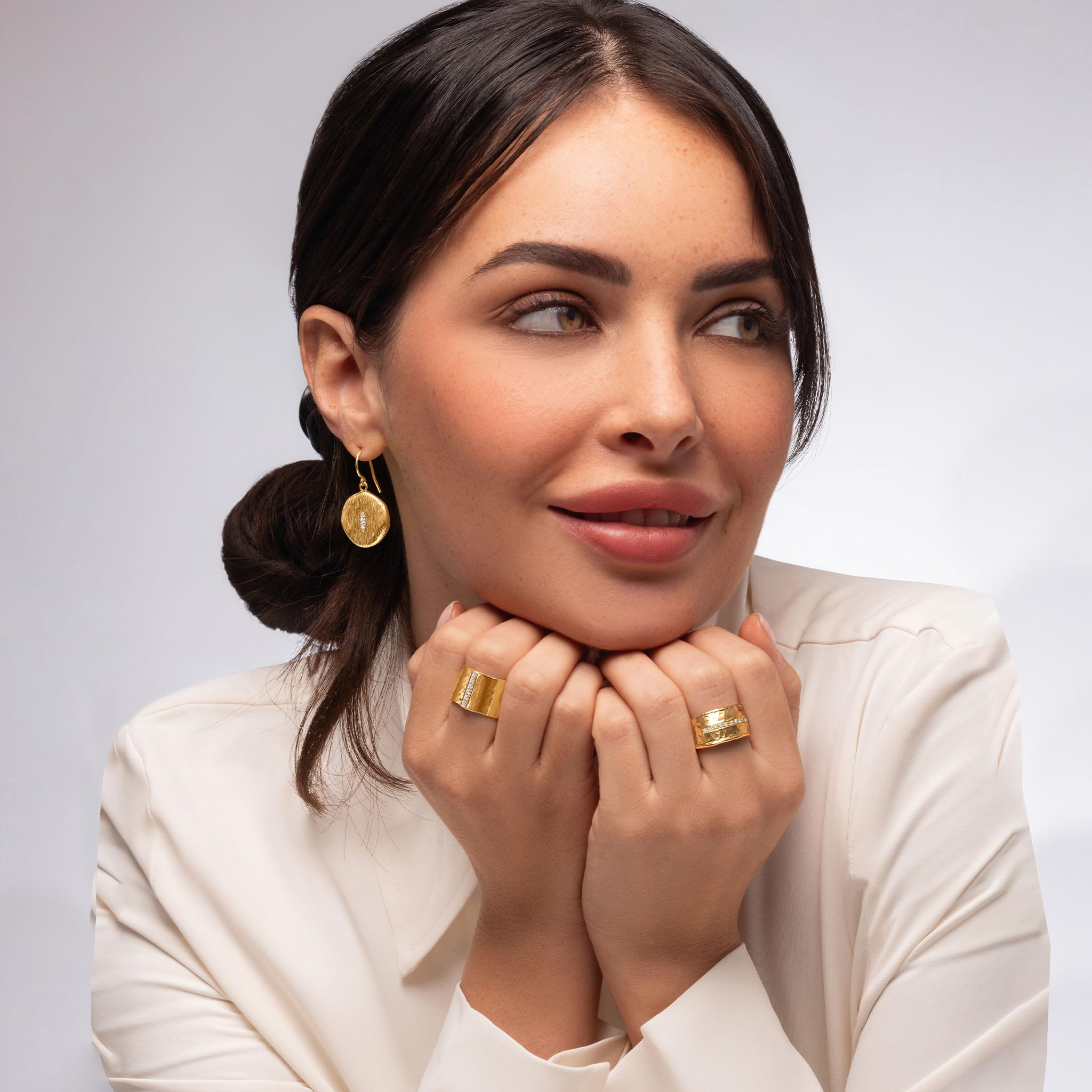 Statement-Ohrringe aus Sterlingsilber mit 14-karätigem Goldüberzug, mit 0,16 TCW-Zirkonia, 1,25 mm und 2 mm Münze, Goldohrringe, Geschenke für Frauen, ästhetischer Schmuck, Ohrringe für Frauen,