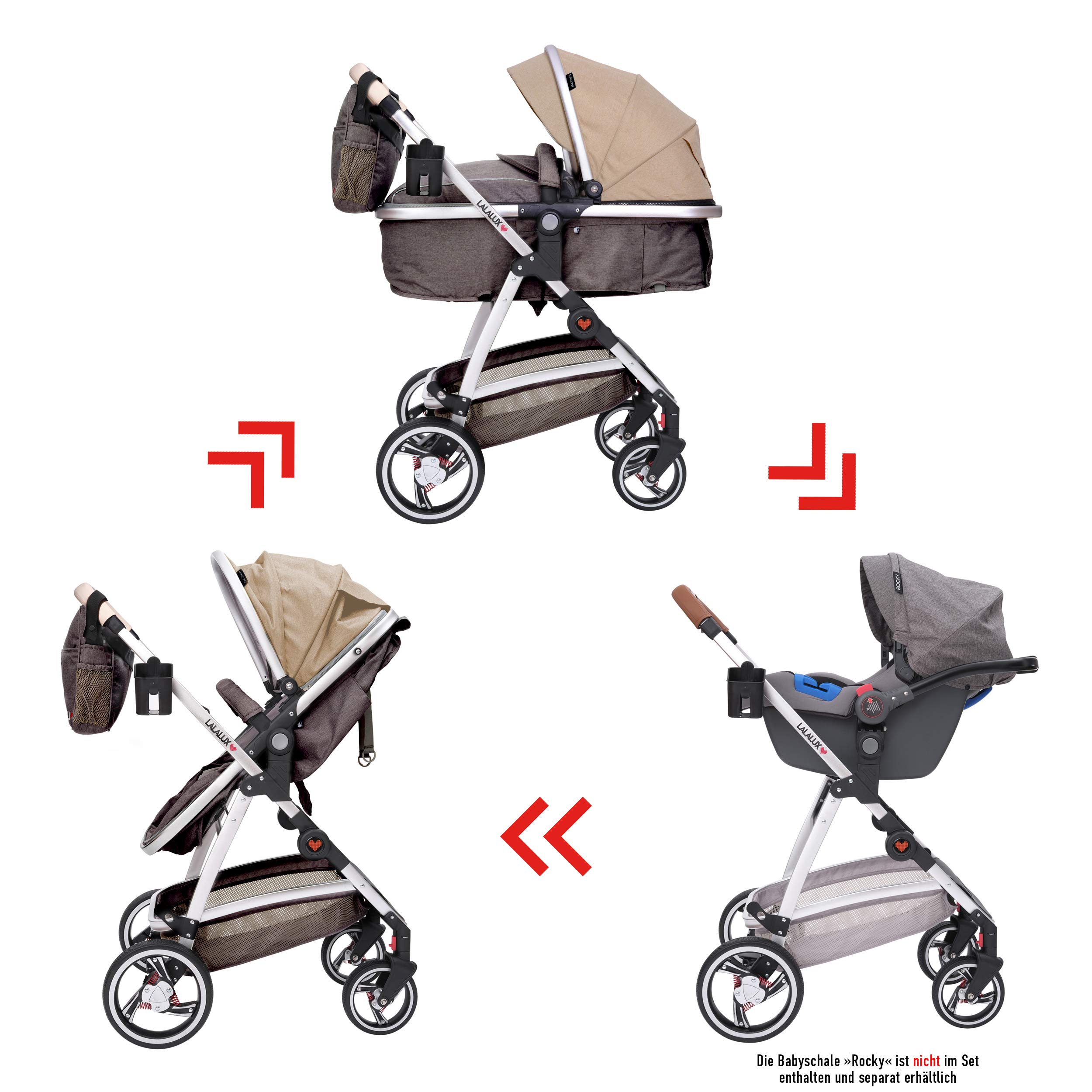 Babyboomer leichter Kombikinderwagen Komplettset, Multifunktions-Kinderwagen, klappbar, doppelte Federung, inkl. Tasche, Regenschutz