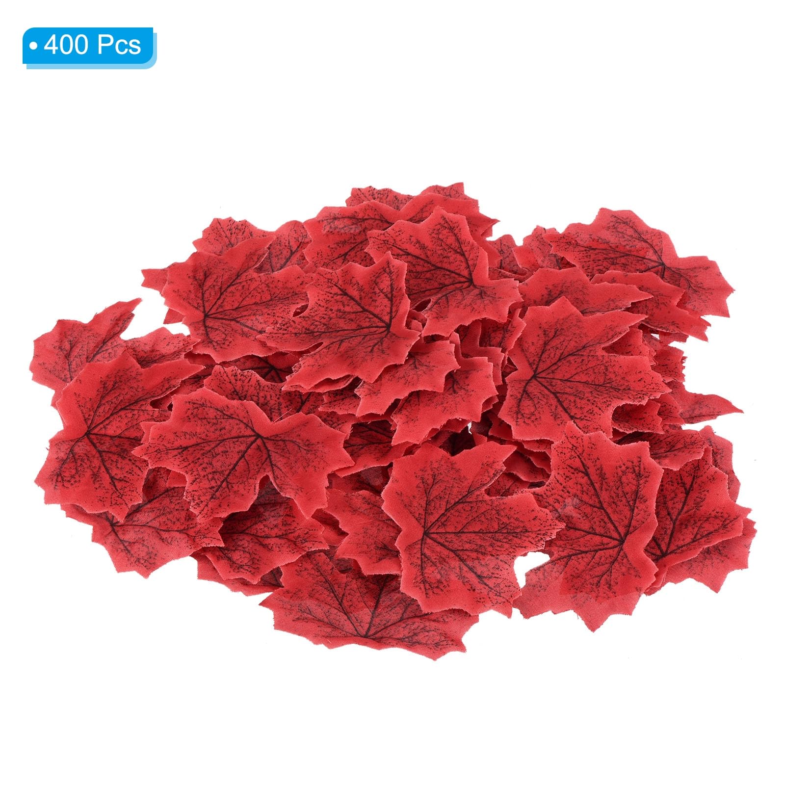PATIKIL Artificial Leaves, 400Pcs Fall Maple Autumn Fake Leaf for Wedding Party Thanksgiving Halloween Decoration, Red - Image 3
