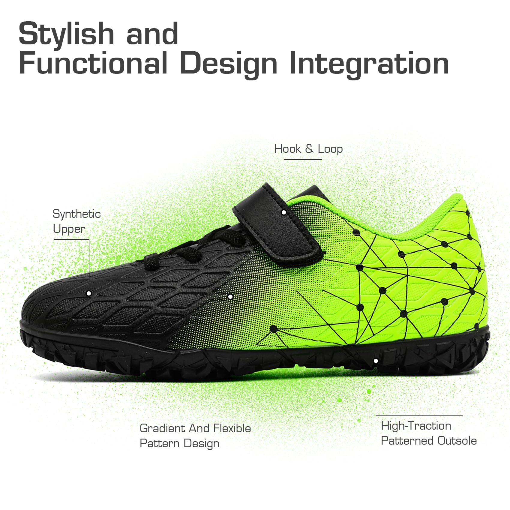 PiDaGlobal Scarpe da Calcio Bambini Ragazzi con Tacchetti Bassi Scarpe da Calcetto Futsal e Allenamento per Interno/Esterno - Antiscivolo Junior