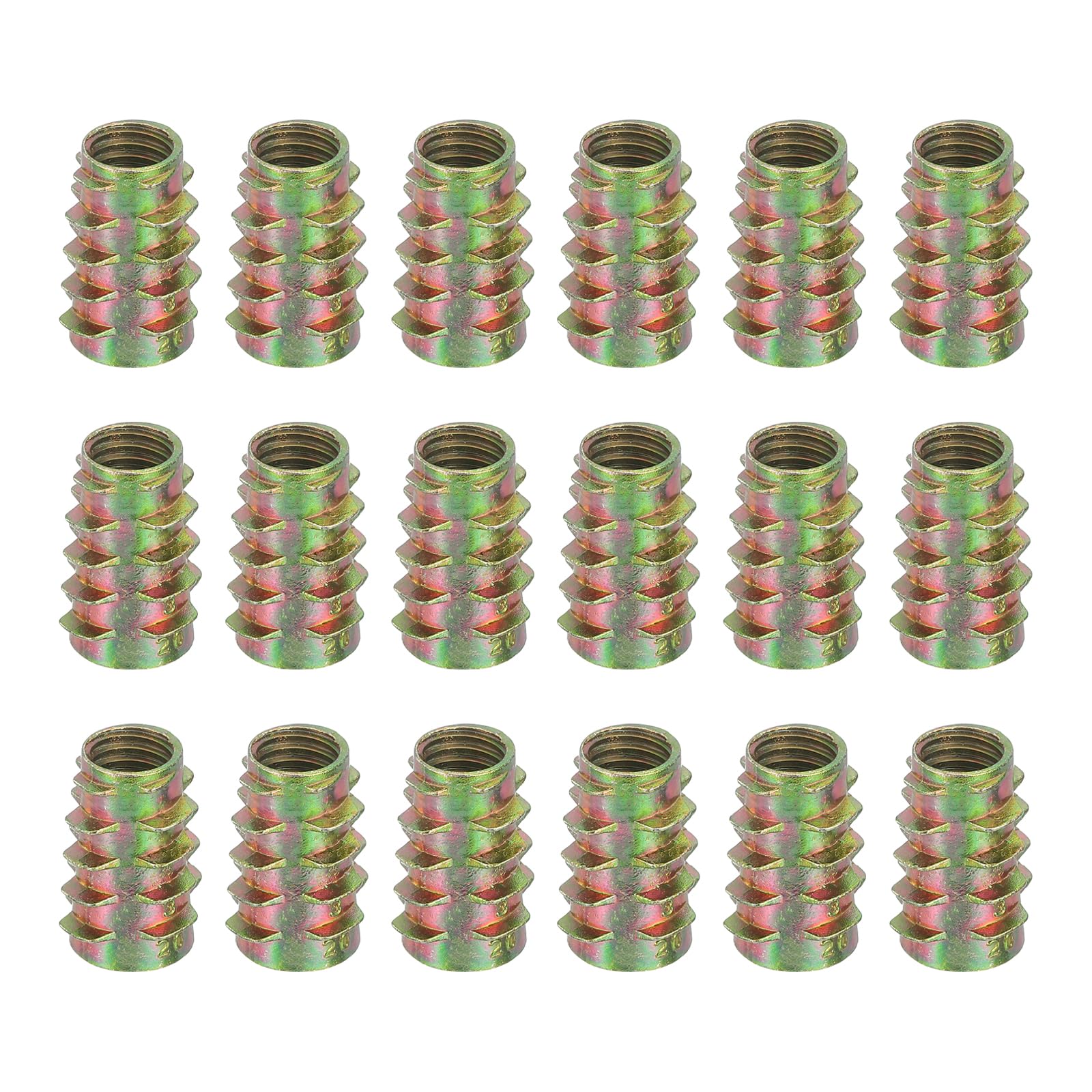 MECCANIXITY 18 Pcs Threaded Inserts for Wood, Zinc Alloy M8 Thread Inserts Nuts Hex-Flush Socket Drive Screw 20mm Length for Furniture, Cabinet, Tables and Chairs