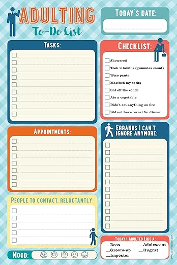 Super Cute, Fun And Funny Adulting Note Pad To Do List (Under $10)