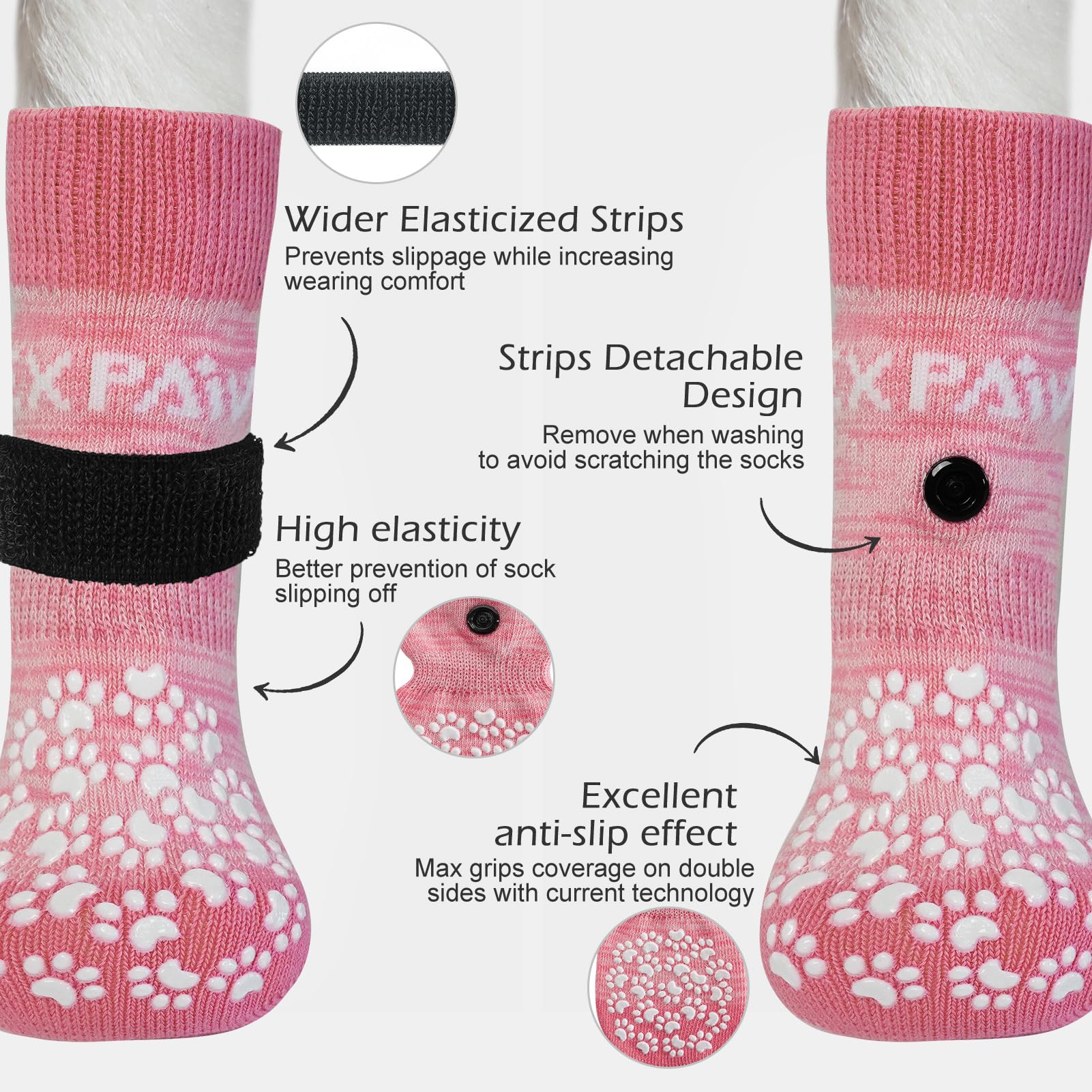 EXPAWLORER 3 works Anti-slip Dog Socks Paws Stop Licking, Dog Paw Protector with Grips Double-sided Strong Traction - Image 3