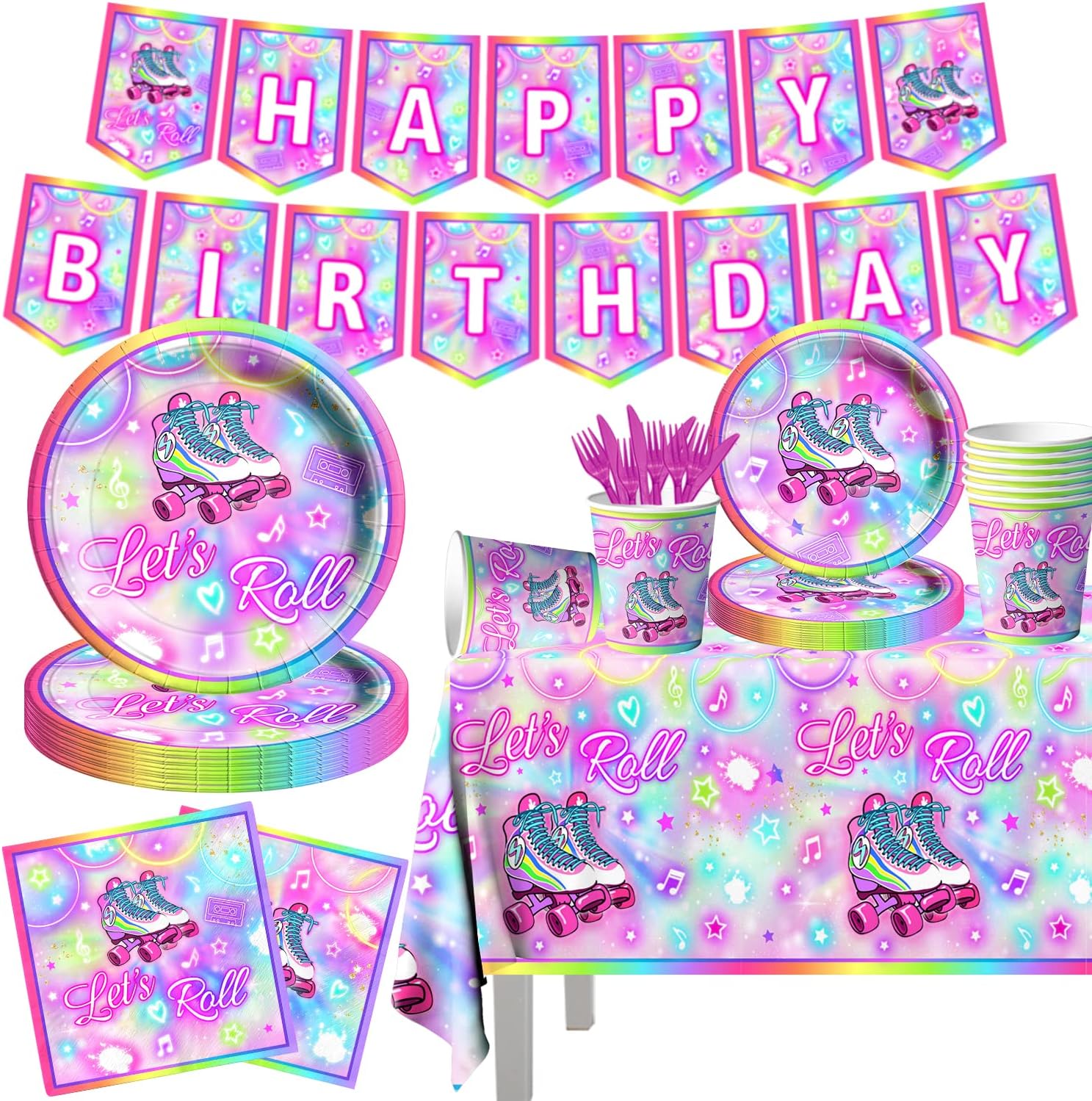HIPVVILD Roller Skate Birthday Party Supplies Roller