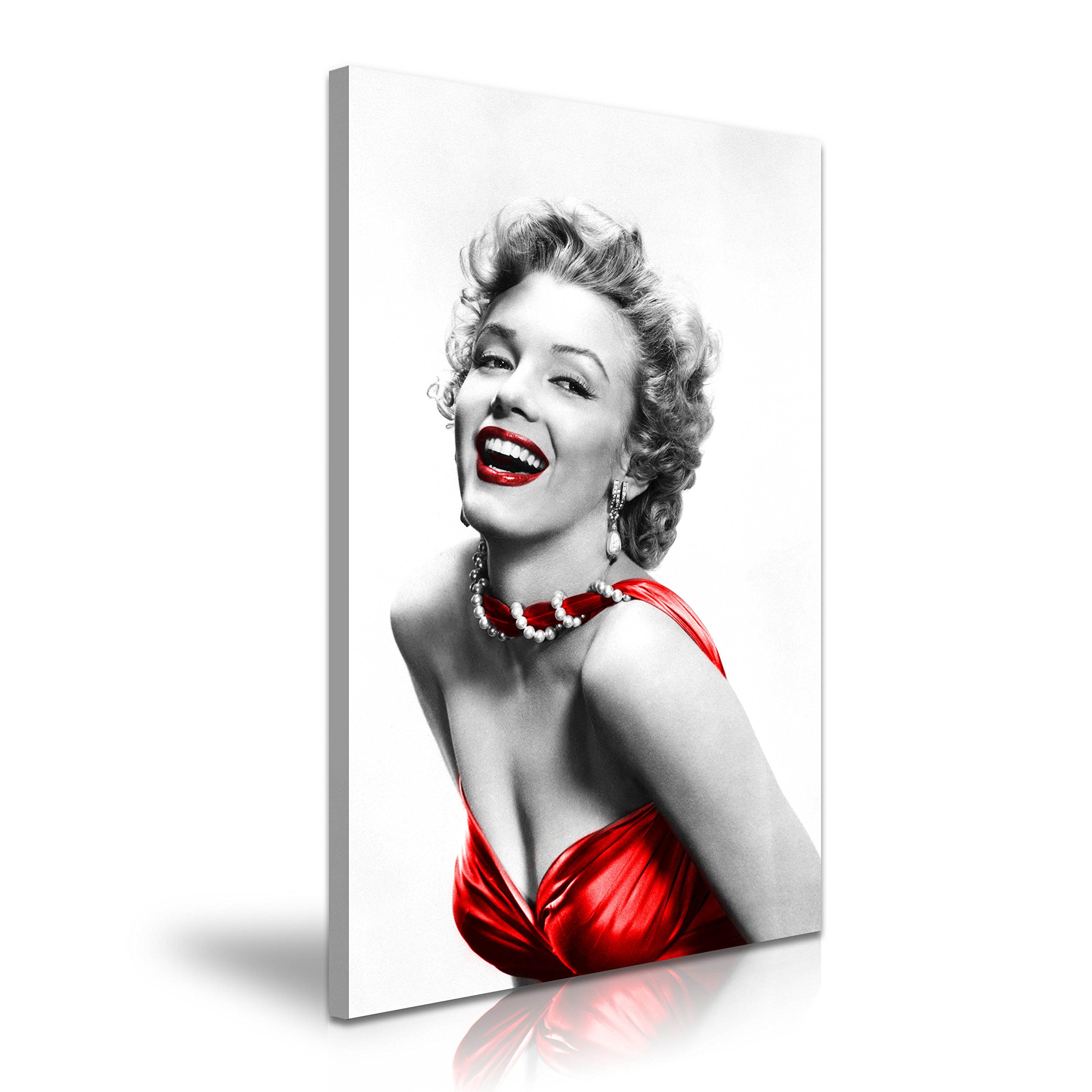 Yes Art Black And White, Red Beautiful Marilyn Monroe Red Lip Sexy Dress Modern Canvas Wall Art Picture Print 50 Cm X 76 Cm