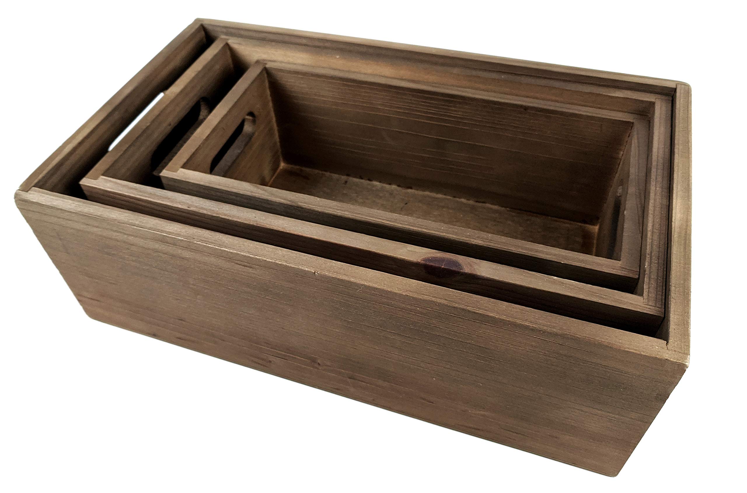 Nesting Wood Storage Crates Set of 3 Decorative Craft Crates Real