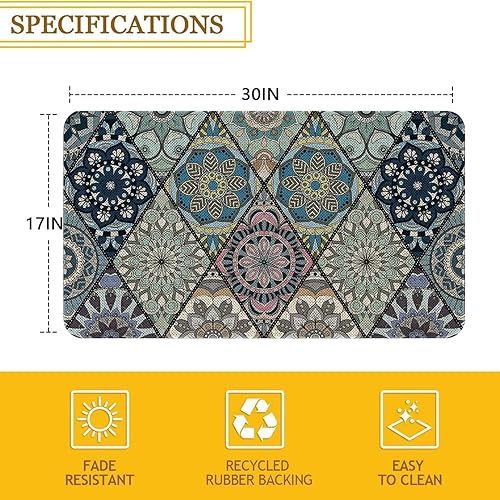Miniatura 2 de Mloabuc Tapete bohemio para puerta de cocina, tapete para decoración de piso de cocina, tapete de pasillo lavable, decoración bohemia para