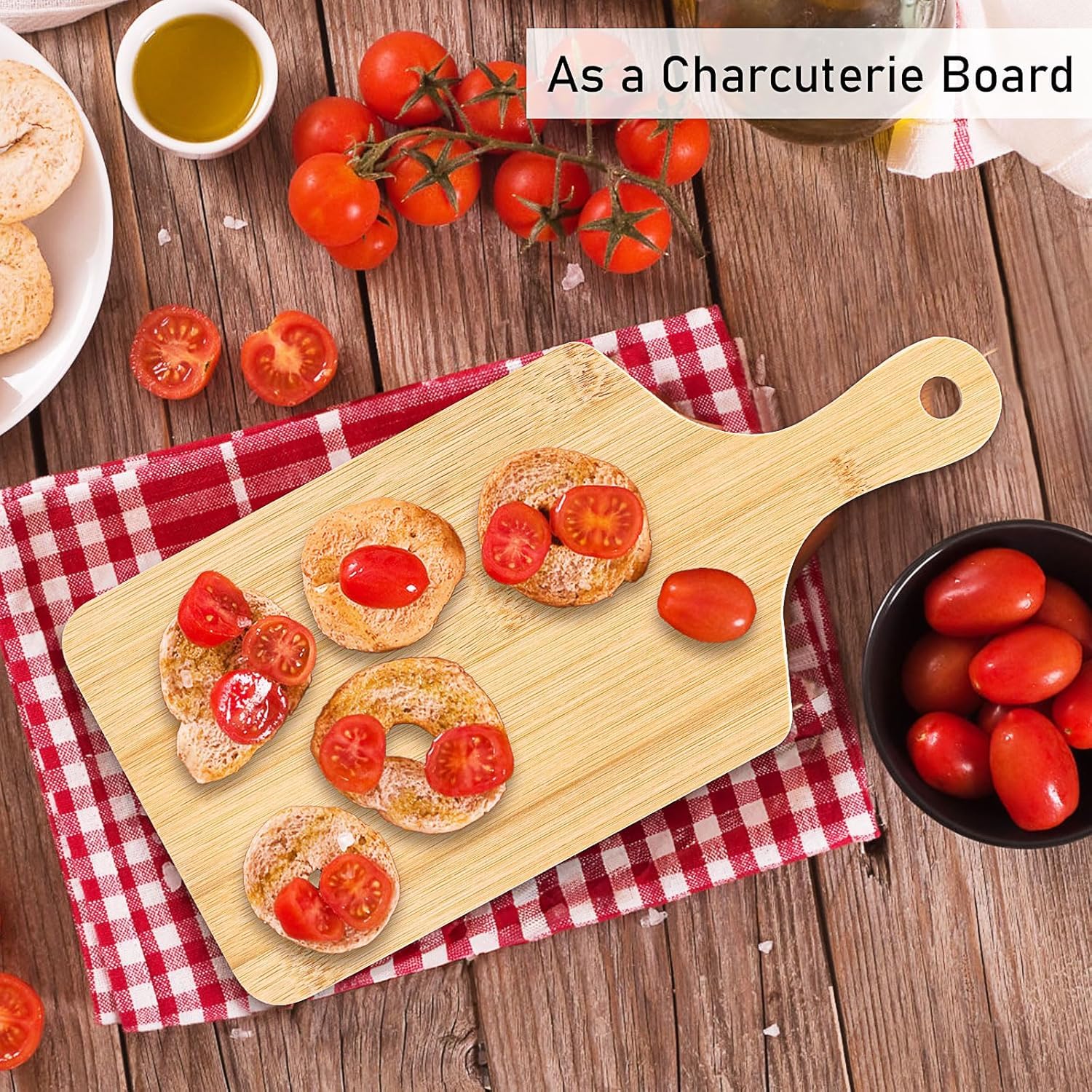 Juego de 24 tablas de cortar de madera, 28 x 13 cm, tablas de embutidos mini tablones servicio grabado personalizado para boda colgante regalo cocina