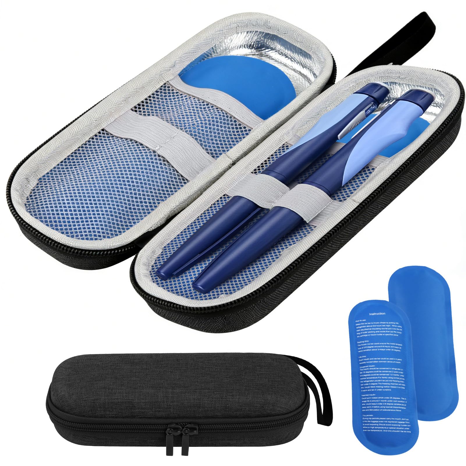 Estuche Insulina Nevera Insulina Frio Bolsa Medicamentos 2 Bolsas Hielo Portátil Estuche Enfriadora Medicamientos Térmica Pequeña Térmico Diabetes Bolsa Viajera Diabéticos Refrigerante Viajes Largos