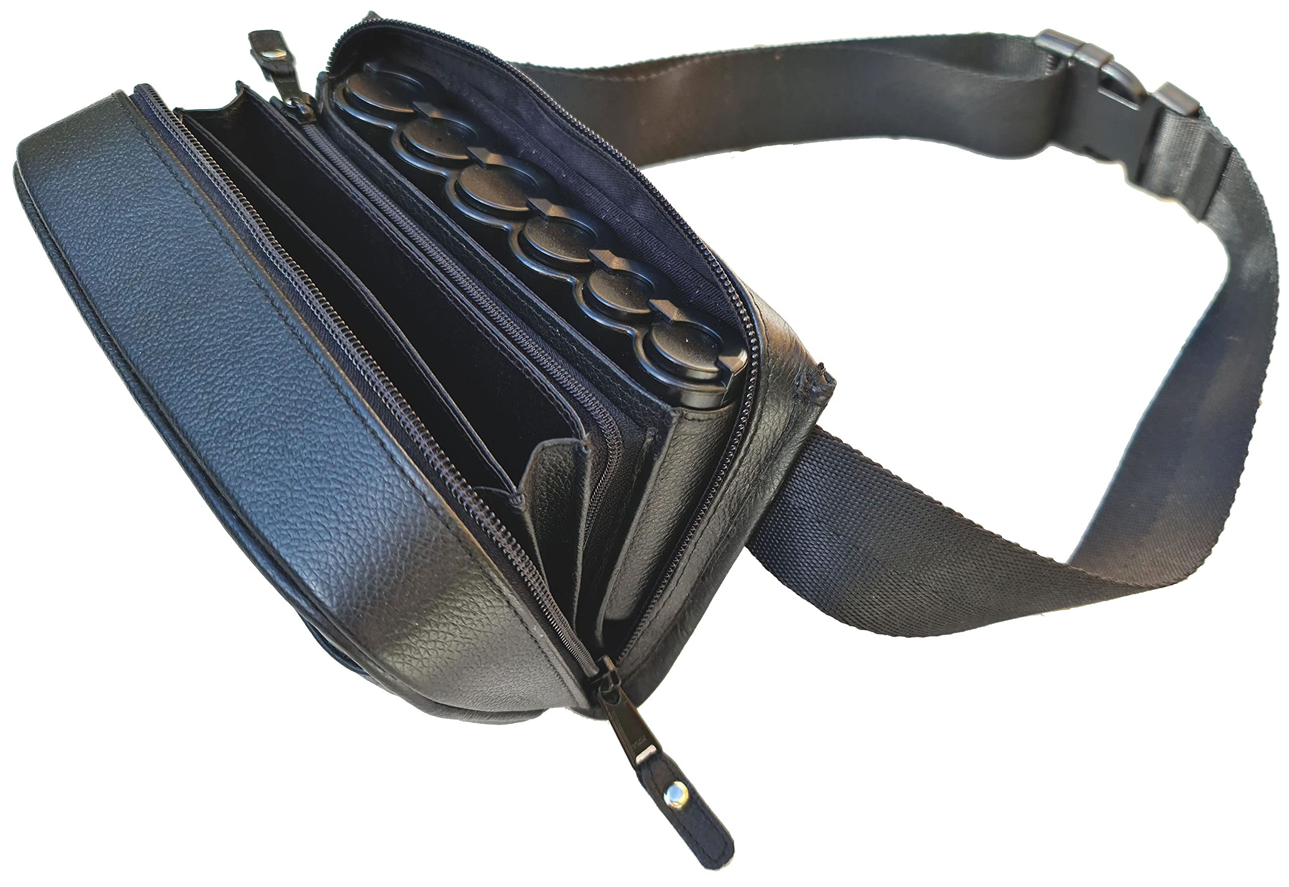 Riñonera Cartera Camarera Cuero Genuino Cremallera YKK Dispensador 6 Monedas
