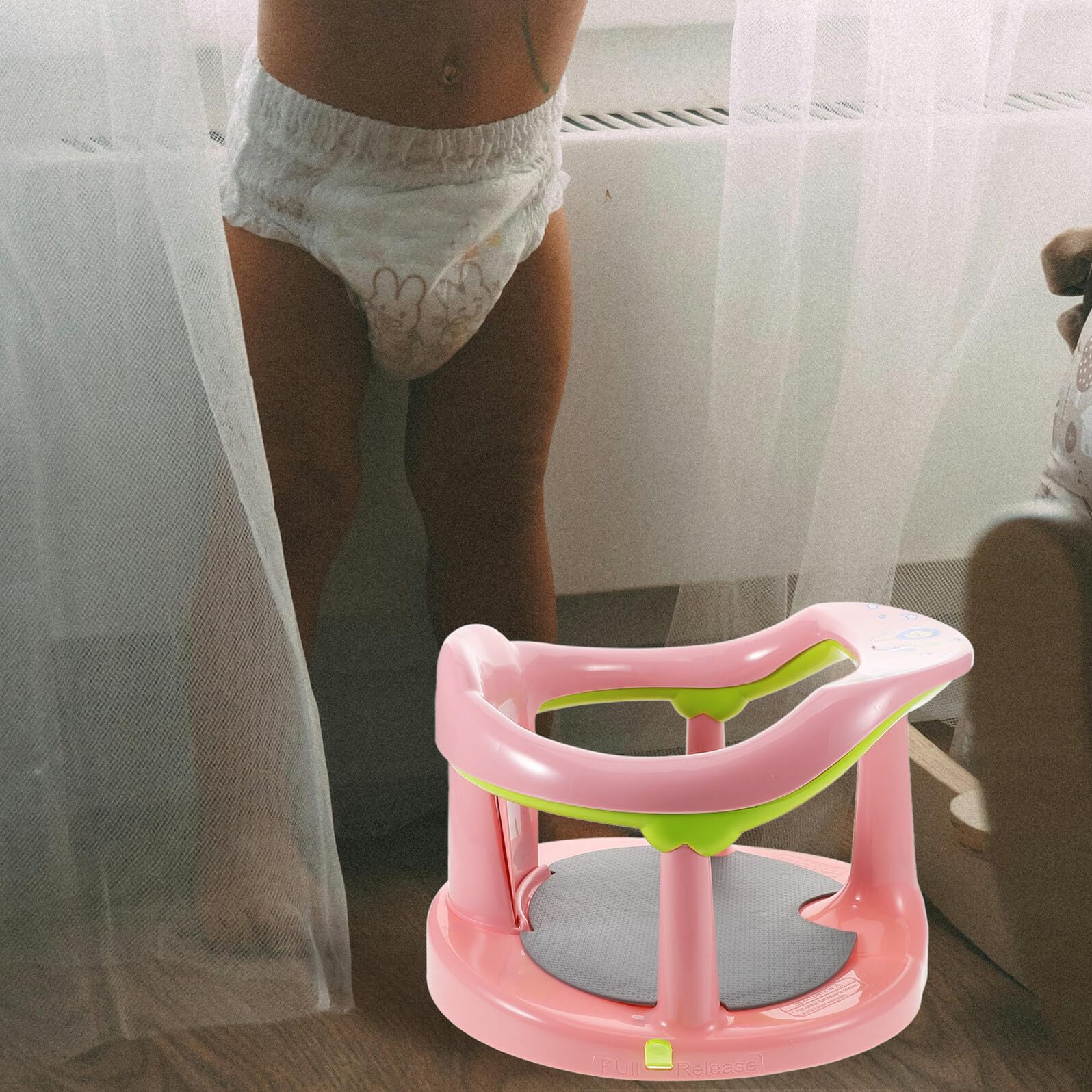 DECHOUS Asiento de Baño para Niña Antideslizante y Portátil con Doble Función para y Recostar Adecuado para Recién Nacidos y Bebés Diseño Seguro y Cómodo Color Rosa