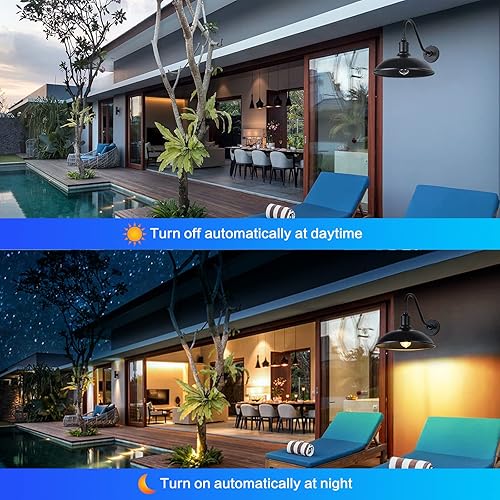 Miniatura 4 de Lámparas de granero para exteriores, 18 pulgadas de diámetro, iluminación exterior de granja del atardecer al amanecer para casa con parte inferior