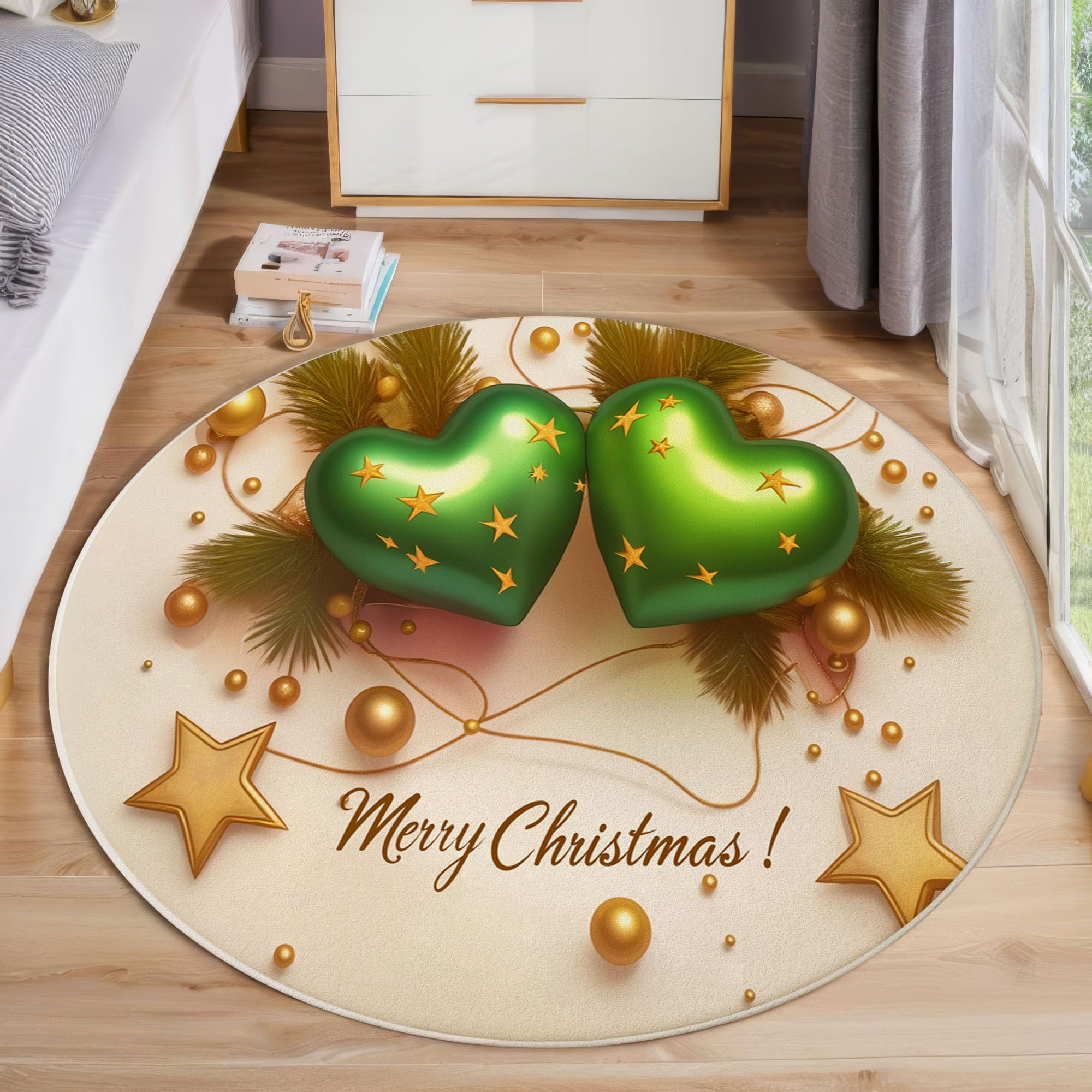 Tapis rond ballons étoiles 3D lavable et tapis antidérapant de salon