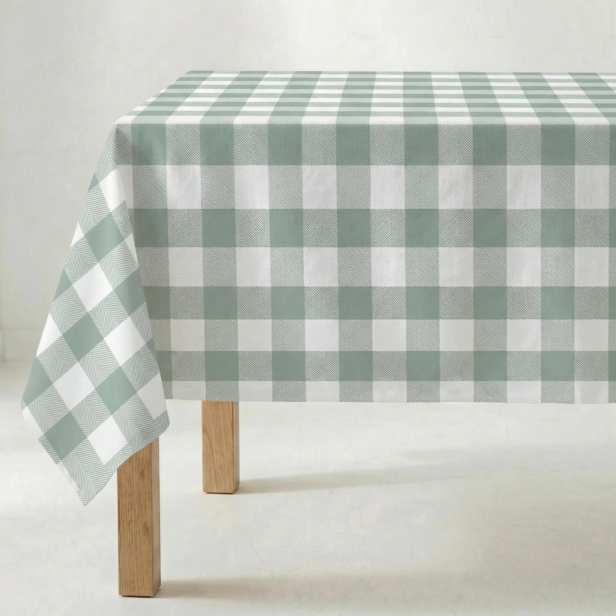 BELUM | Resinated Tablecloth Stain Resistant Paintings 0120-104, Tablecloth Plaid Vichy size; 300x140 cm, Tablecloth Anti Stain NO Rubber, Tablecloth Vichy Mint, Tablecloth Fabric 100% organic cotton