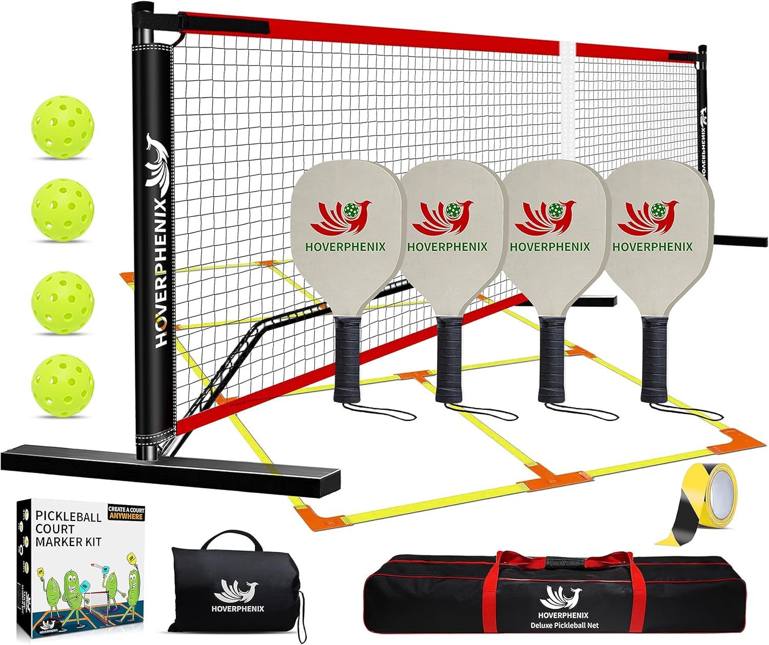 Pickleball Set with Net + Court Marker + Pickleballs