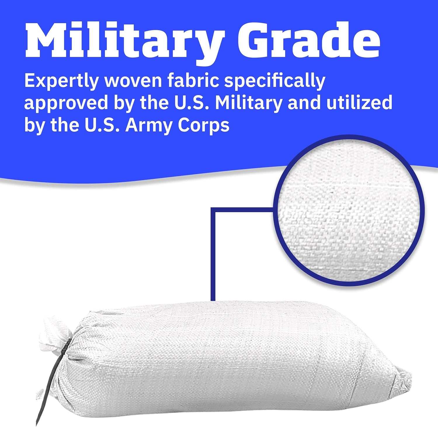 DURASACK Heavy Duty Sand Bags with Tie Strings Empty Woven Polypropylene Sand-Bags for Flood Control with 1600 Hours of UV Protection, 50 lbs Capacity, 14x26 inches, White, 6000 Count