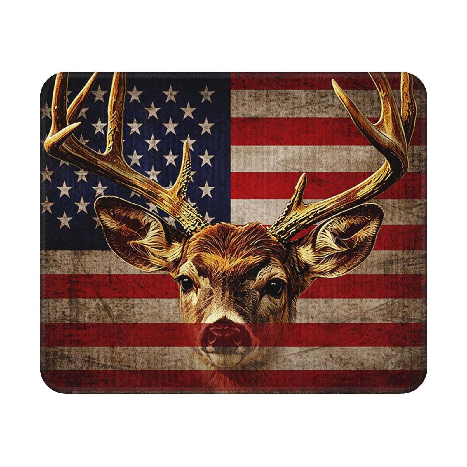 American Deer Flag Mouse Pad 9.5x7.9 Inch with Anti-Slip Rubber Base