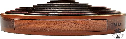 Miniatura 6 de PALM ROYAL HANDICRAFTS Juego de mesa redondo de madera de 4 pistas hecho con madera de sangre, madera de arce, palisandro y madera de teca, juego de