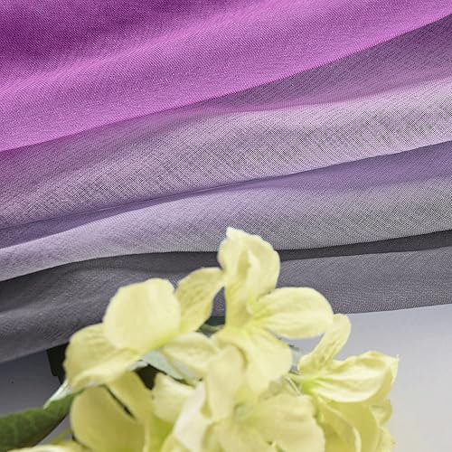 Miniatura 4 de KOUFALL Decoración estética de habitación púrpura para dormitorio, diseño translúcido degradado, cortinas de lujo con patrón gris ciruela para sala