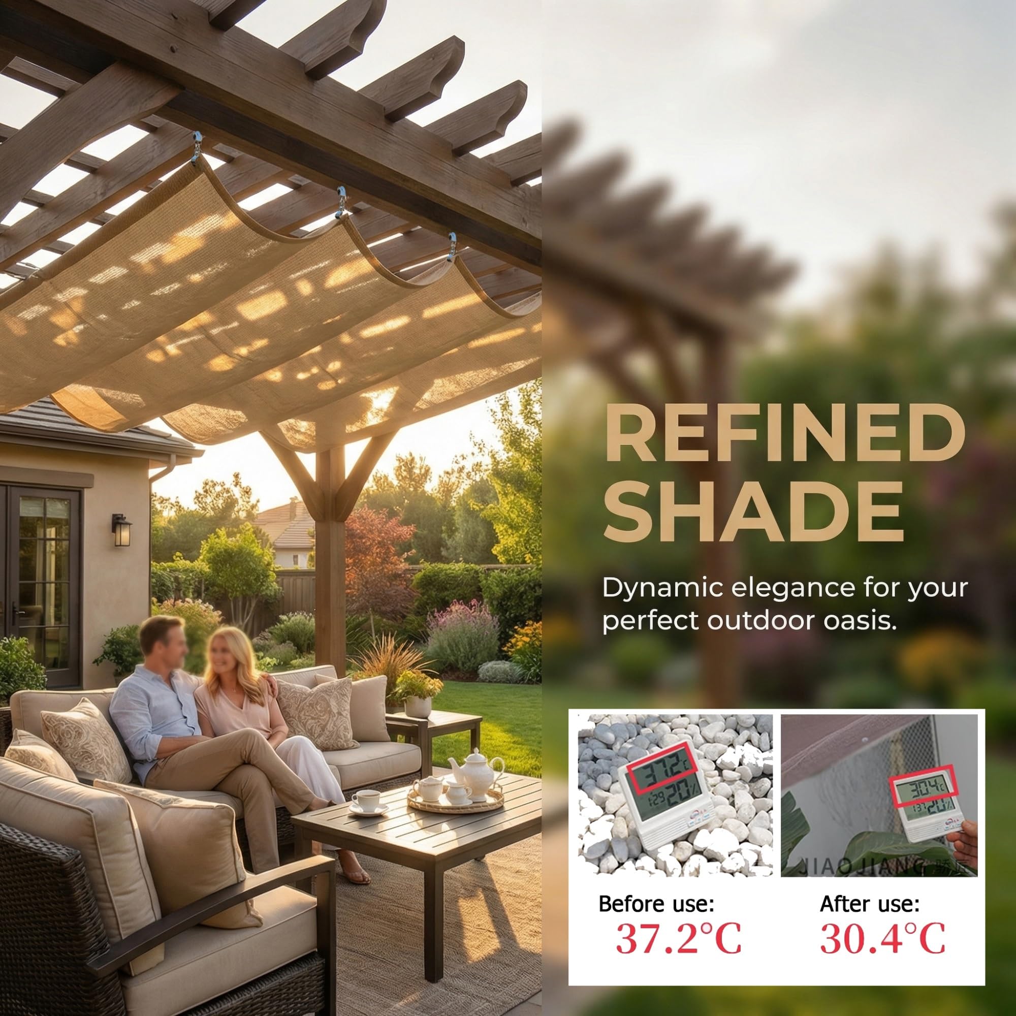 Einziehbares Welle Sonnensegel, Einfache Installation，Verstellbare Pergola Markise UV, Reißfeste Schattenabdeckung Inkl. für Terrasse Pergola，Inklusive Montageset(W2.5*L5m/W8.20*L16.41ft)