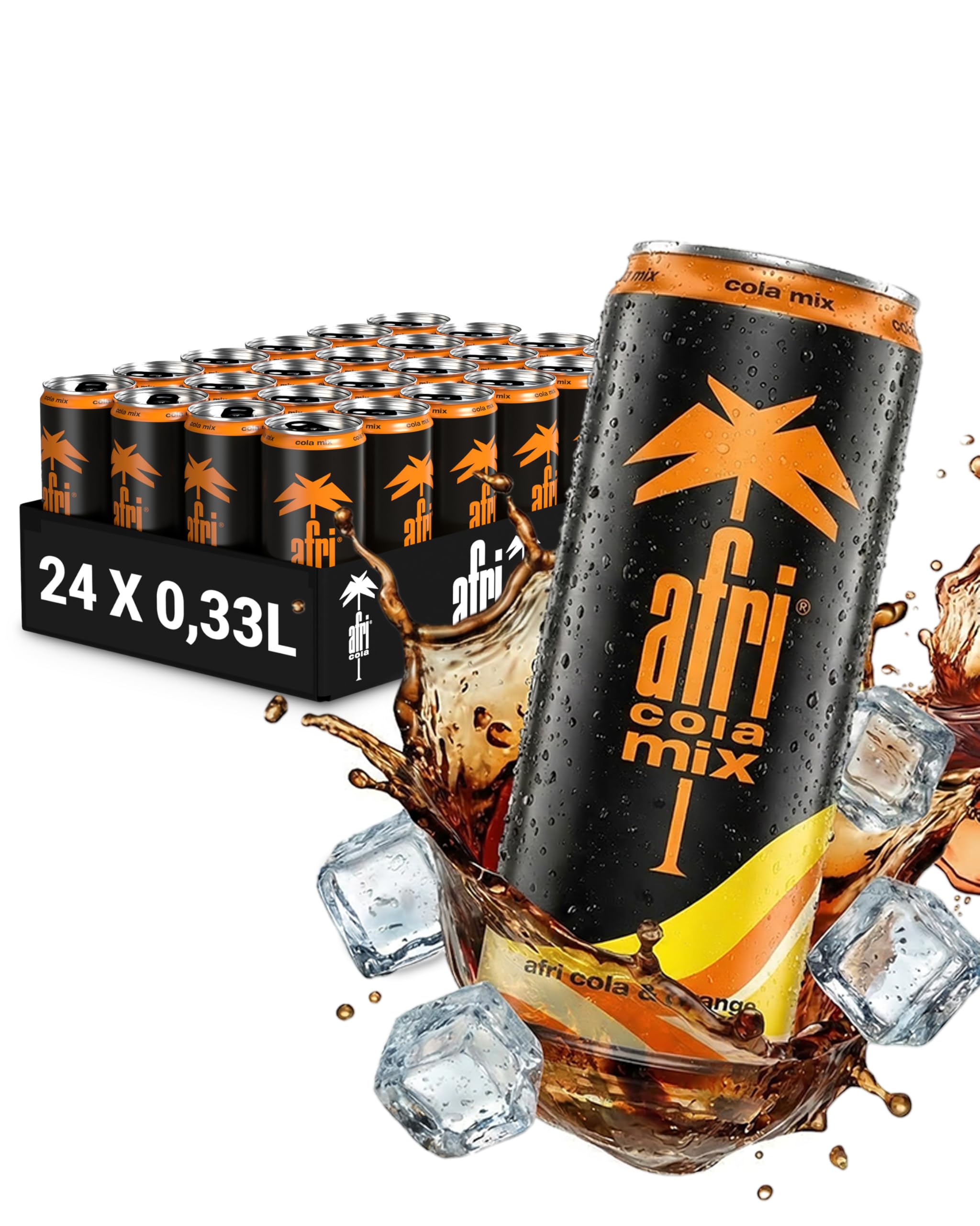 afri cola Mix – Colamix-Drink 24 x 330 ml in der Dose – Kultgetränk trifft spritzige Orange für erfrischenden Geschmack – Koffeinhaltiges Cola-Limonade-Erfrischungsgetränk in praktischen Getränkedosen