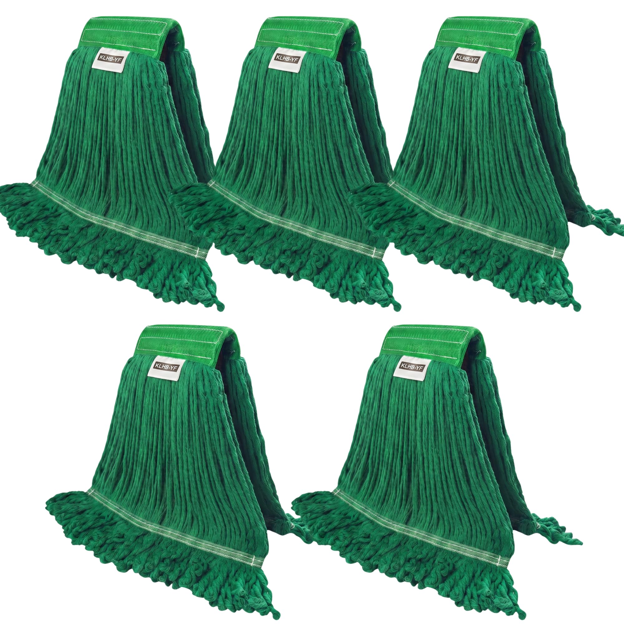 Heavy Duty Wet Industrial Cleaning Mop Head – 21 oz Green mop Head Replacement Cotton Washable Industrial mop Heads Heavy Duty for Commercial &amp; Home Cleaning（Green）