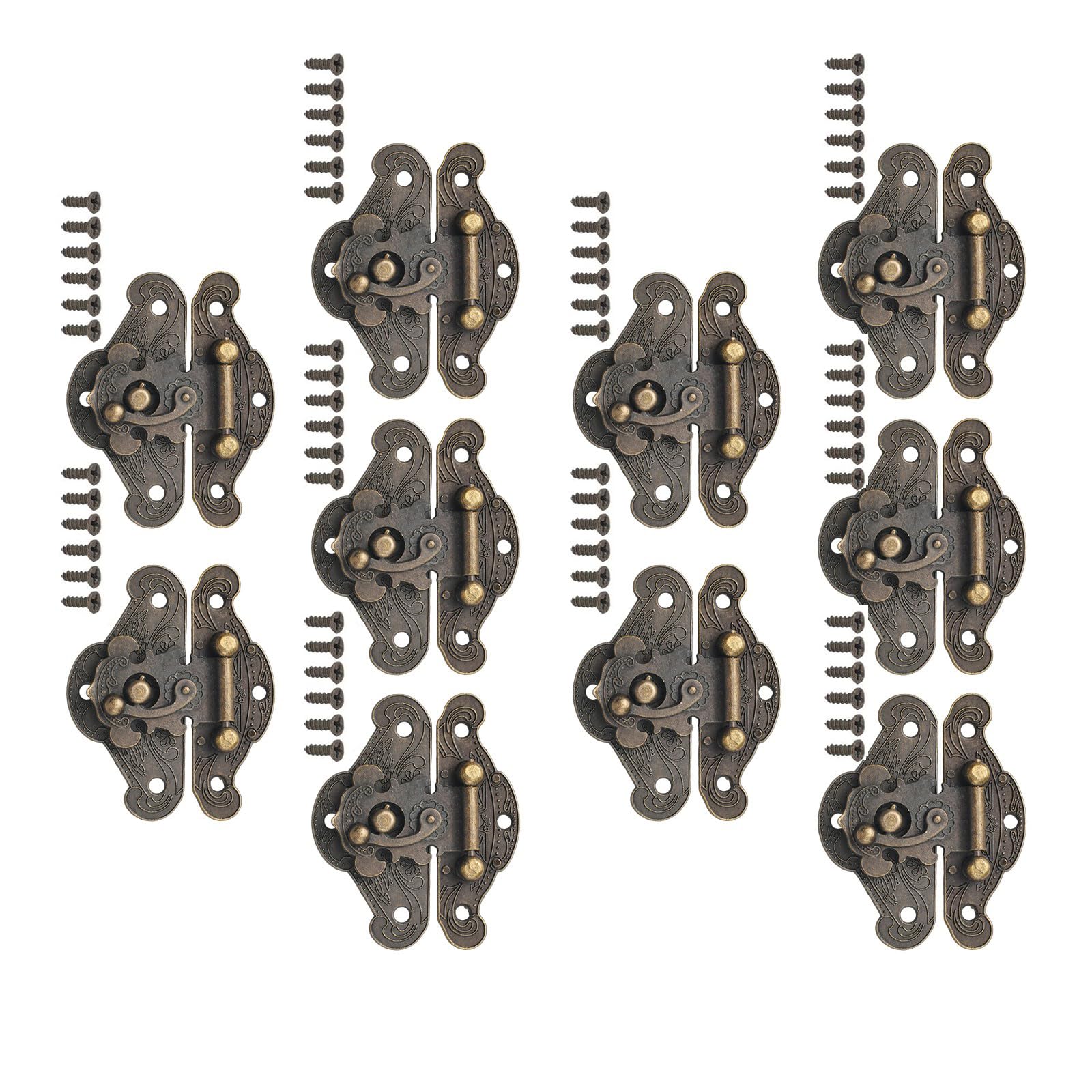 Piceioep Classical Metal Cabinet Latches Box Hardware Decorative Latches for Decorative Wooden Chests & Storage Boxes Metal Mixture Grip