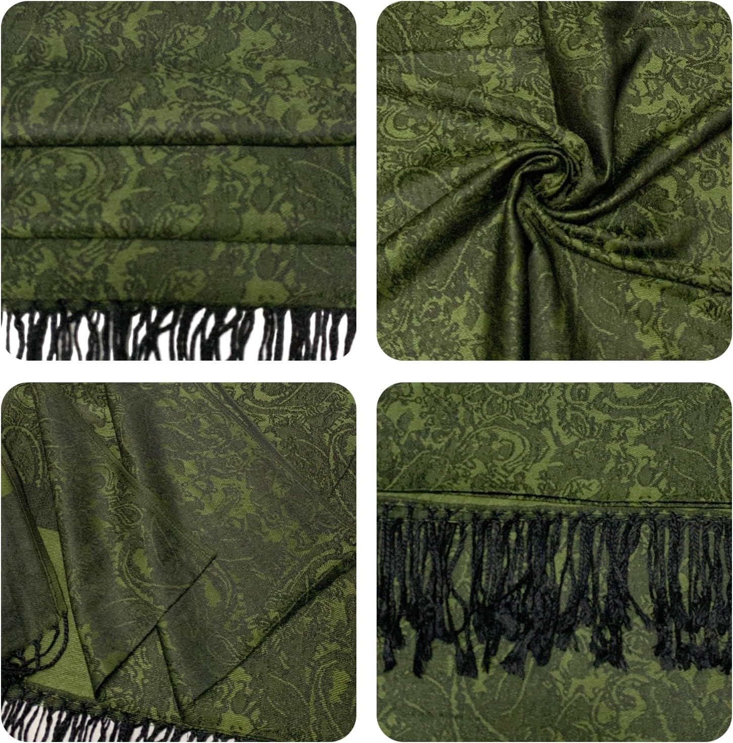 Pashmina Shawls and Wraps w/Fringe Two Tone Vintage Jacquard Paisley Rave Scarf for Weddings Festival - Image 4
