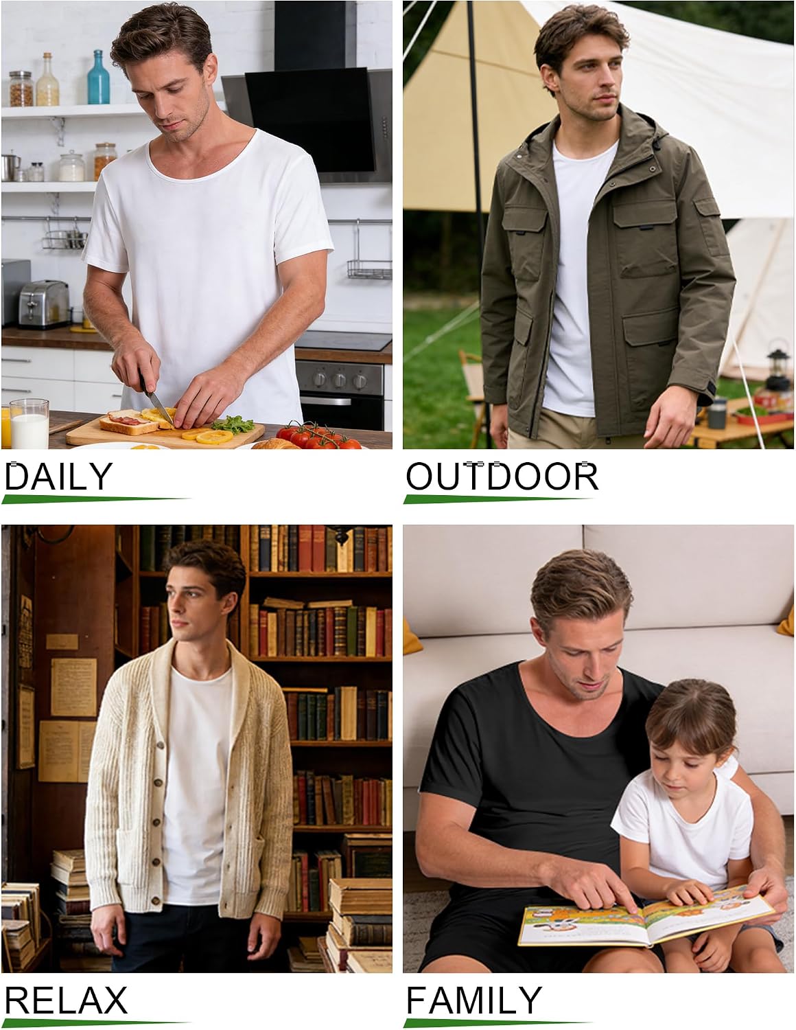 Mens Tall Undershirt Crew Neck T-Shirt Lightweight Breathable 1pack & 3pack
