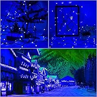 Vista 7 de Guirnalda de luces solares azules impermeables para exteriores, paquete de 2 unidades de 144 pies, 400 LED con 8 modos de impermeabilidad IP44