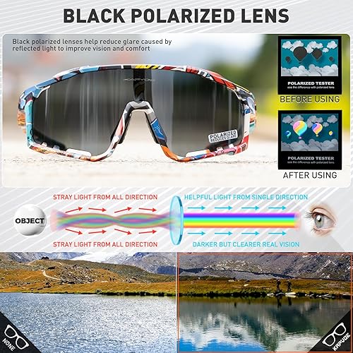 Miniatura 3 de KAPVOE Gafas de ciclismo polarizadas para hombres y mujeres, 3 lentes MTB para montar en bicicleta, gafas deportivas