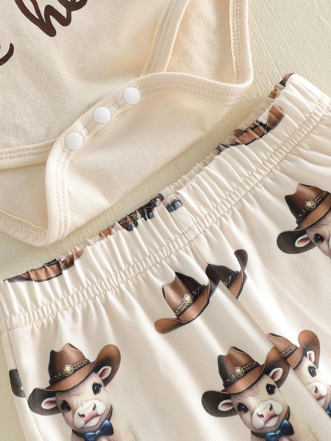 Western Baby Boy Summer Clothes Short Sleeve Highland Cow Print Romper Pants Hat Set Cowboy Newborn Coming Home Outfit