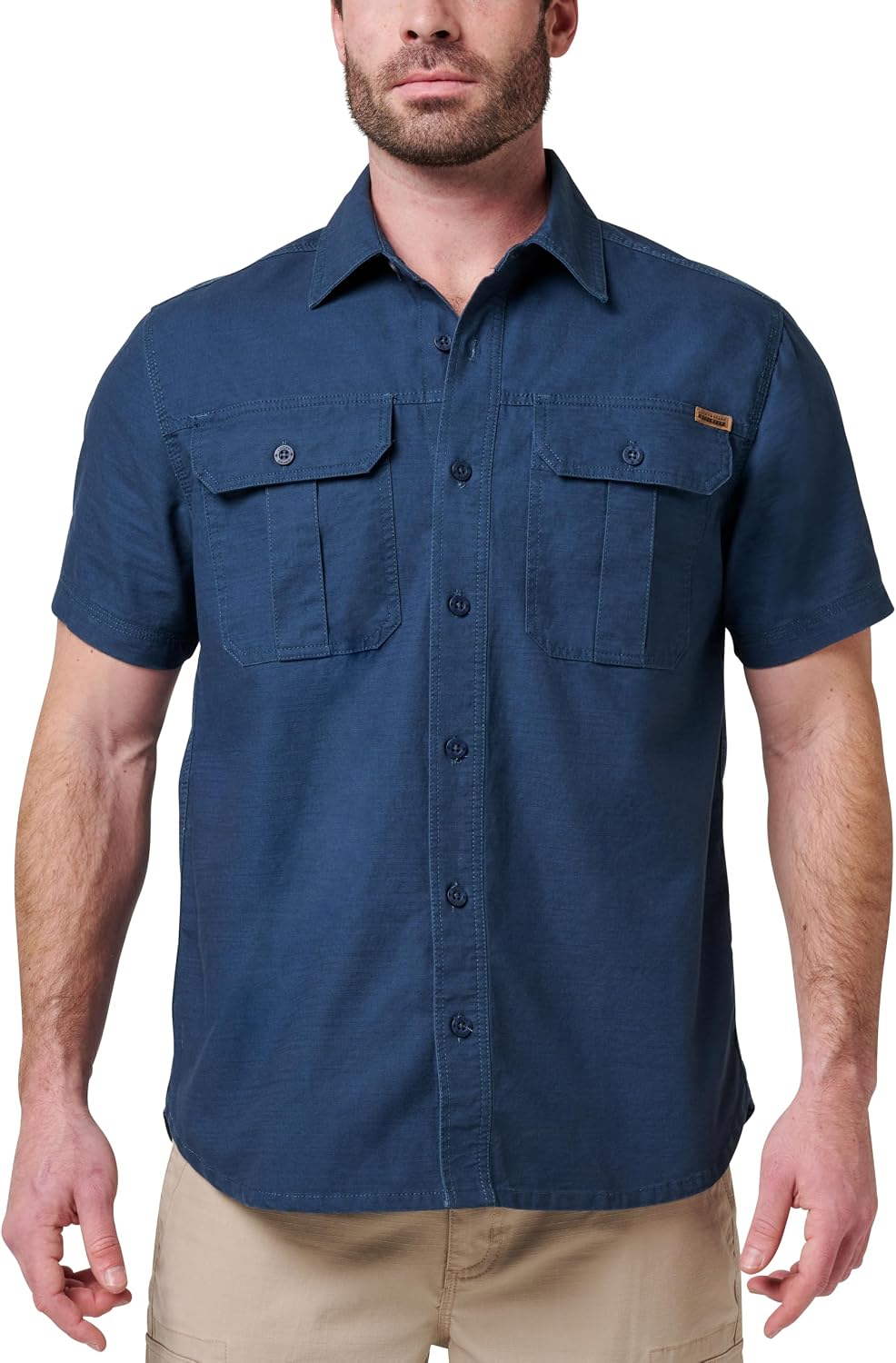 Lucky Brand Mens Men's Short Sleeve Slub Canvas Work Shirt