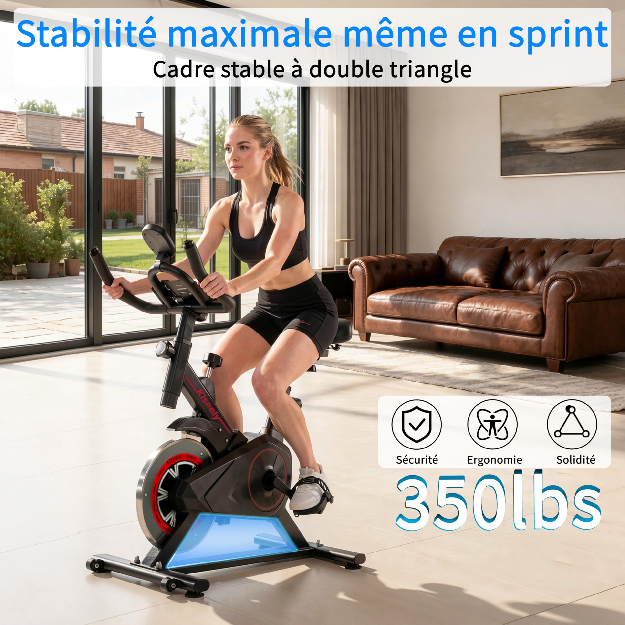 Vélo d'appartement silencieux avec résistance magnétique réglable, écran LCD et selle ergonomique confortable pour le cycling indoor et votre home gym