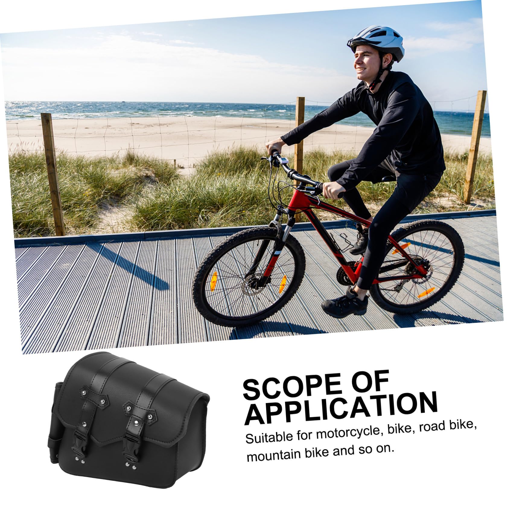 BESPORTBLE Borsa Laterale Moto con Portabottiglia, Pu Nero, Sgancio Rapido | Capienza Ampia, Fibbia a Sgancio Rapido, Accesso Facile, per Bici da Strada e Piccoli Oggetti