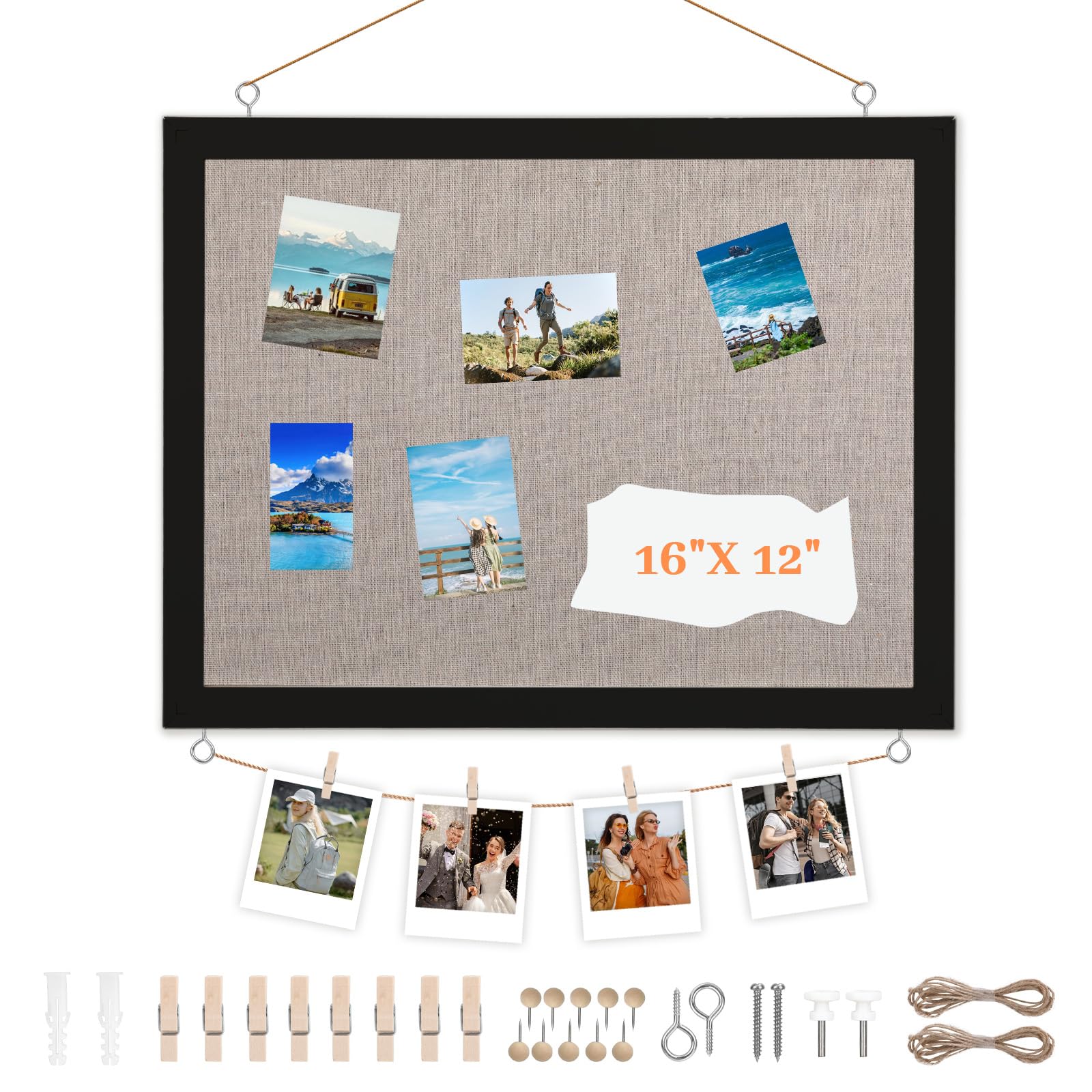 Double-Sided Bulletin Board with Linen, Wood Black Framed Prayer Boards Small 16" X 12", Small Cork Board for Walls for Office Home School Mini Pin Boards Picture Display Message Vision Decoration-image-49
