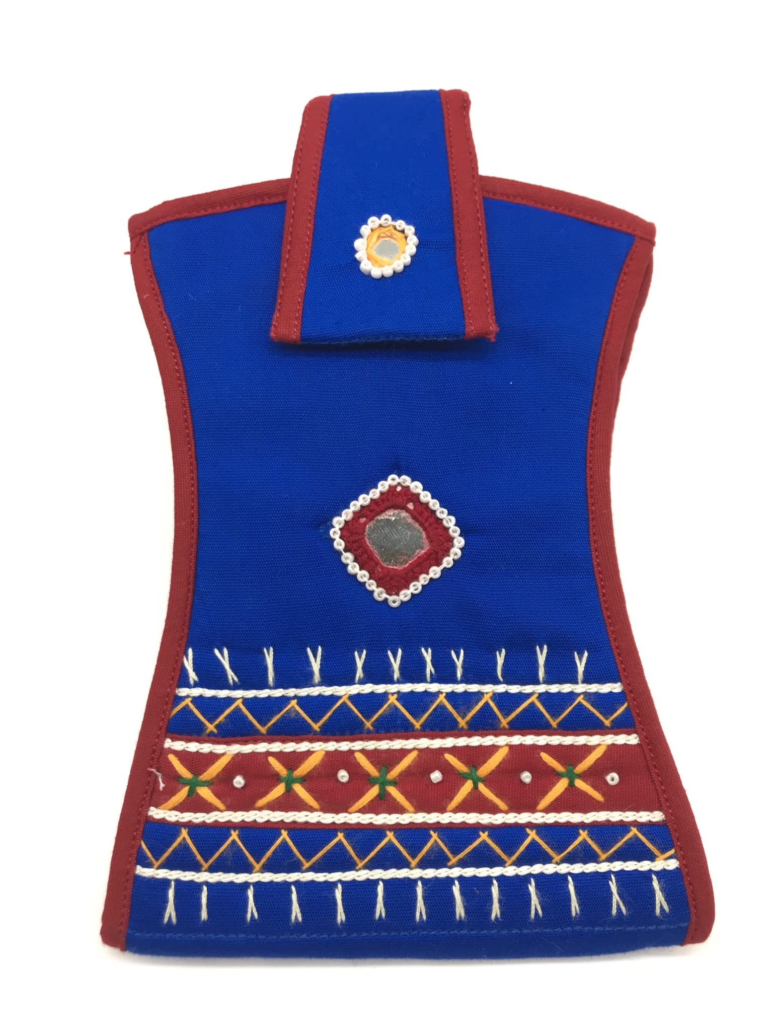 sriaog Tradition Handmade Cotton Women's Mobile Purse with Hook Banjara Embroidery Bridal Gifts Wedding and All Other Occasions (Blue)-picture-34