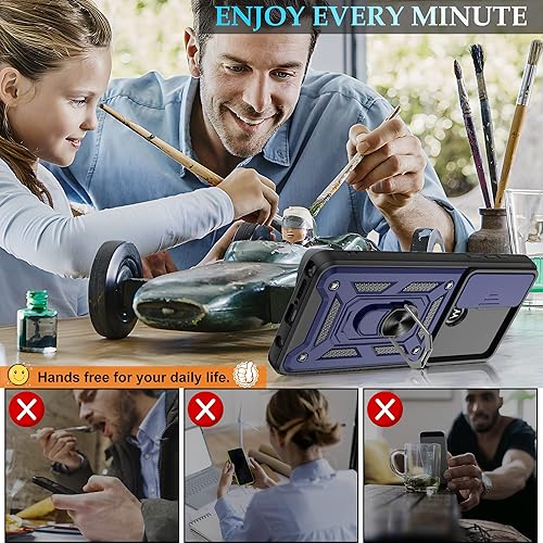 Miniatura 7 de Gritup Funda para Moto G Stylus 5G-2021 con cubierta deslizante para cámara 1 paquete de protectores de pantalla HD Soporte de metal giratorio de