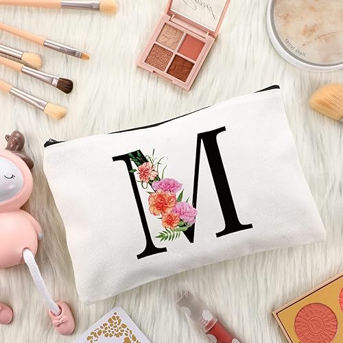 Miniatura 6 de Sanuurfky Bolsa de lona con letra inicial personalizada, regalo para damas de honor, novia, profesor, cumpleaños, boda