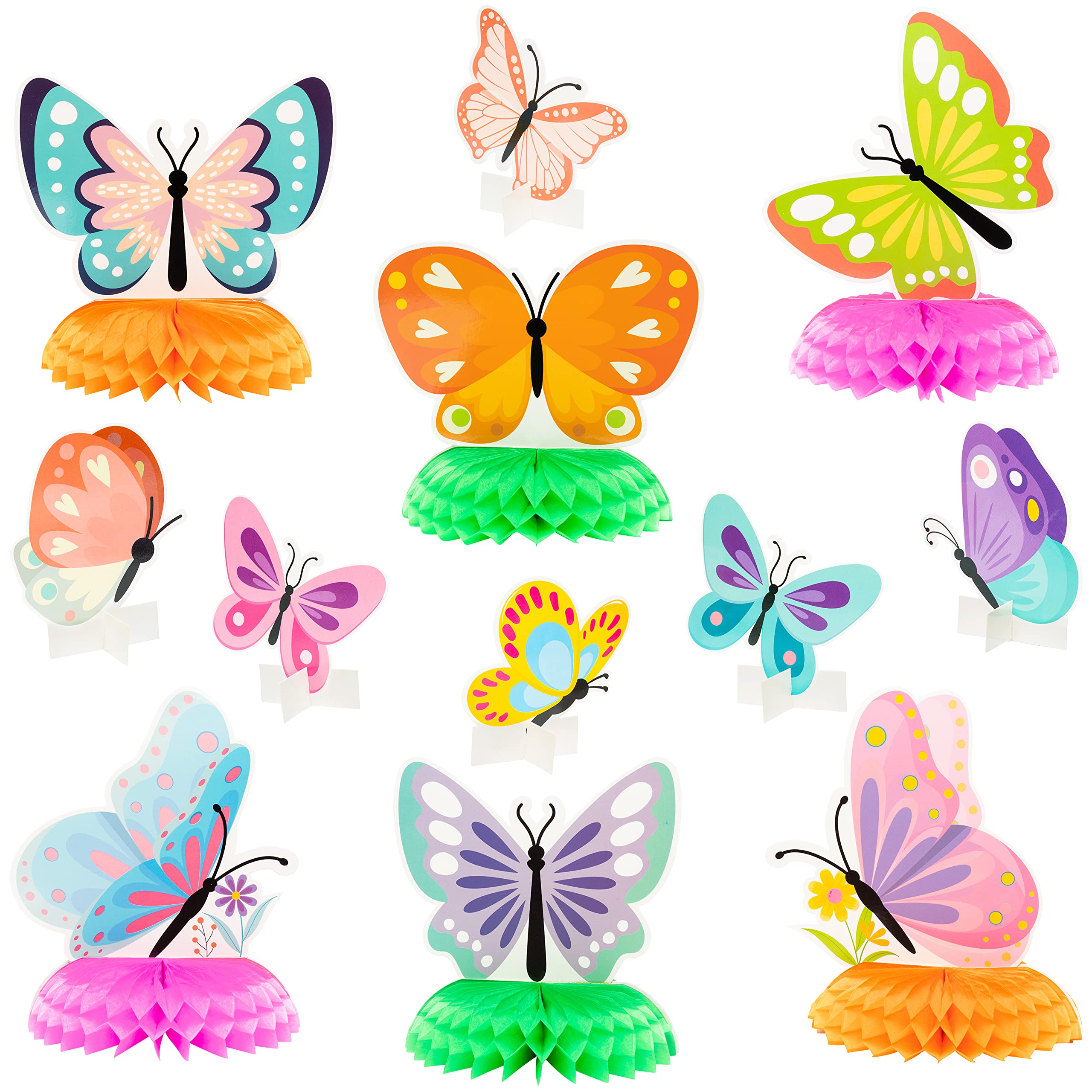 PANTIDEPANTIDE 12Pcs Spring Butterfly Honeycomb Centerpieces Table Toppers 3D Butterfly Table Decorations Springtime Summer Photo Booth Props for Kids Girls Baby Shower Birthday Party Wedding