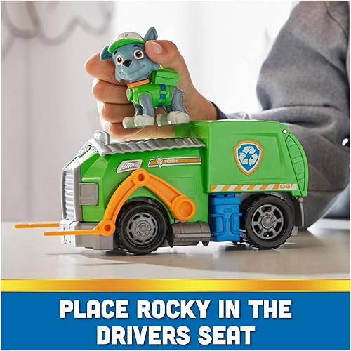 Miniatura 4 de Paw Patrol - Camión de reciclaje de Rocky, camión de juguete con figura de acción coleccionable, con enfoque sostenible, juguetes para niños y niñas
